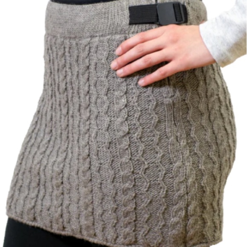 Cable-Knit Mini Skirt in Taupe